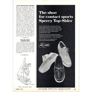 1971 Sperry Top-Sider Boat Shoes Vintage Print Ad 70s Nautical Fashion Wall Art